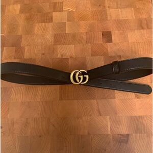 Authentic Black Leather Gucci Marmont Belt